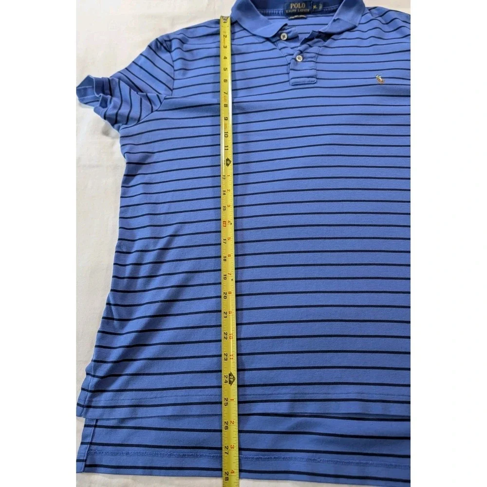 Polo Ralph Lauren Shirt Mena XL Blue Striped Pima Soft Touch Short Sleeve Polo